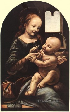  flower Canvas - Madonna with flower Leonardo da Vinci
